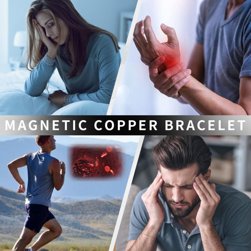 Pulsera Cruz Magnética de Cobre con Oración Padre Nuestro doble protección