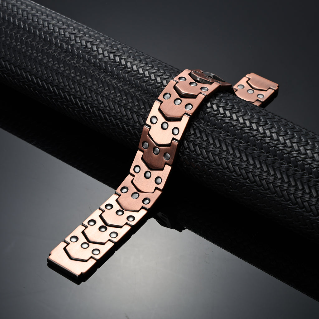 Pulsera de Cobre Magnético Estilo Armadura Táctica Premium triple protección