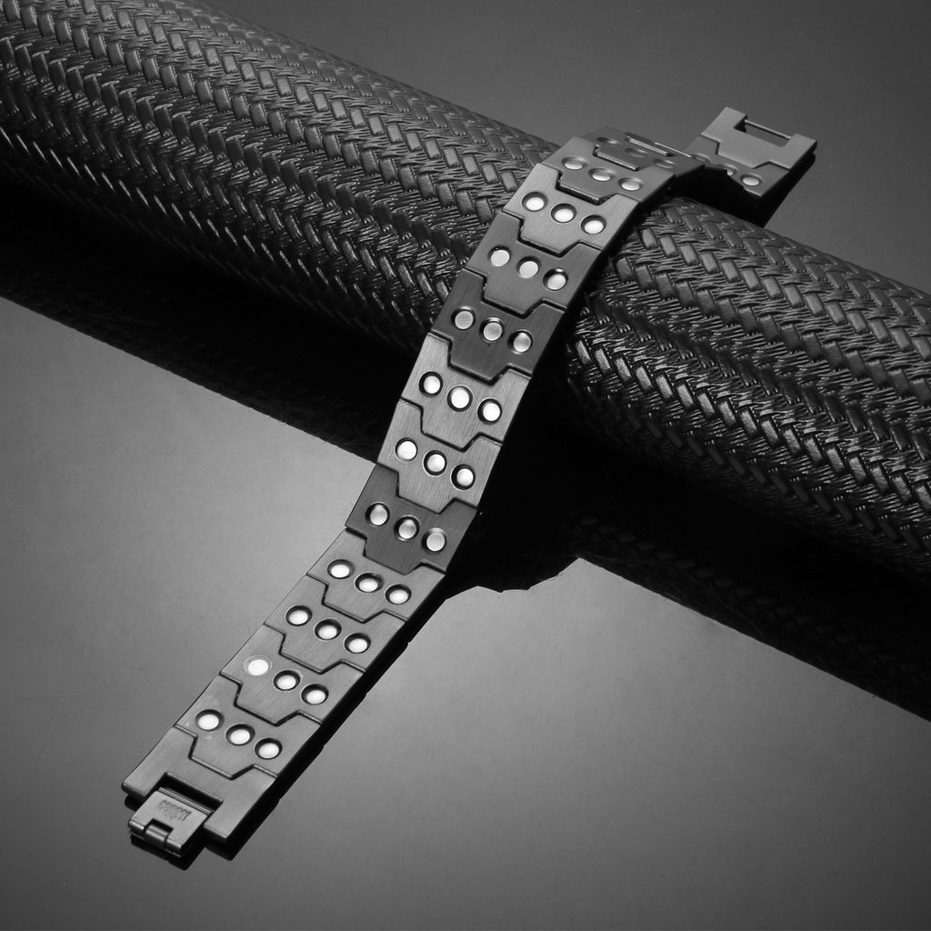 Pulsera de Cobre con Magnetismo Tejido Texturizado Premium triple protección- Color negro