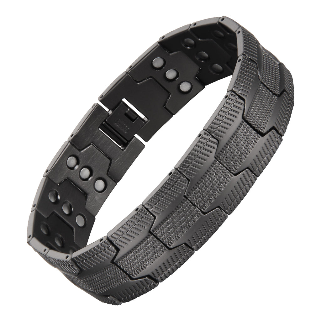 Pulsera de Cobre con Magnetismo Tejido Texturizado Premium triple protección- Color negro