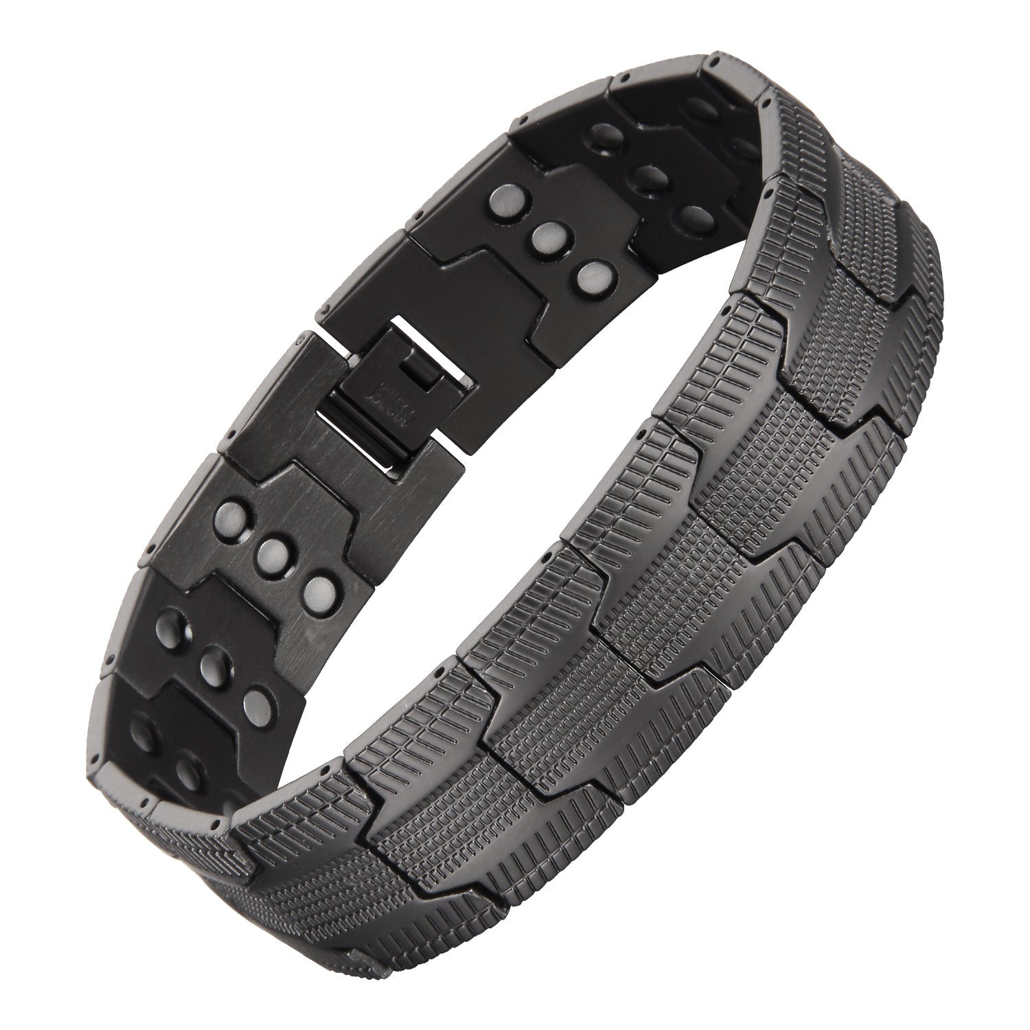 Pulsera de Cobre con Magnetismo Tejido Texturizado Premium triple protección- Color negro