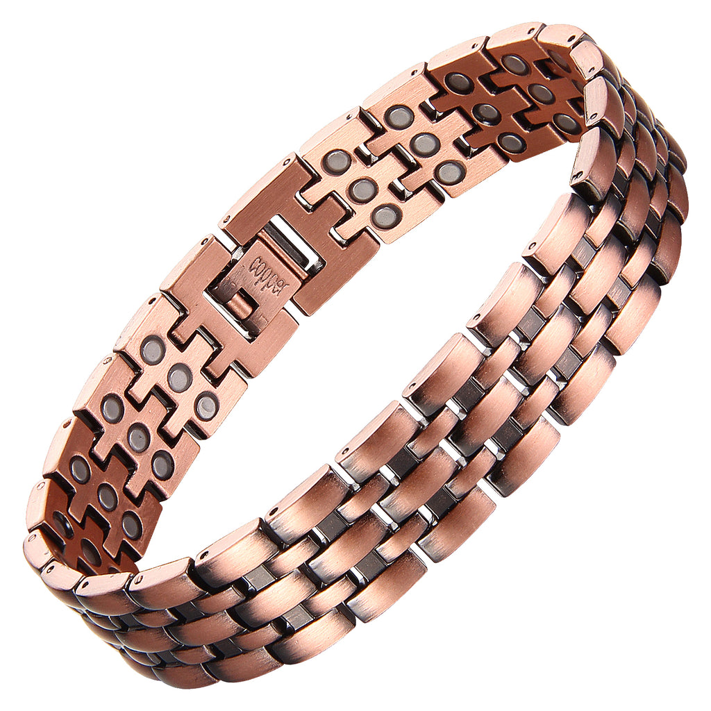 Pulsera de Cobre Magnético Tejido Compacto Premium Triple resistencia