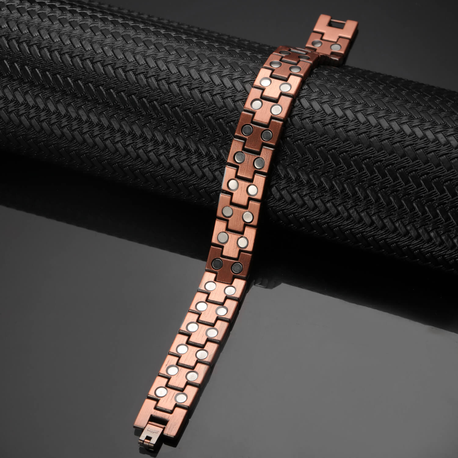 Pulsera de Cobre Magnético Estilo Eslabón Sólido doble protección