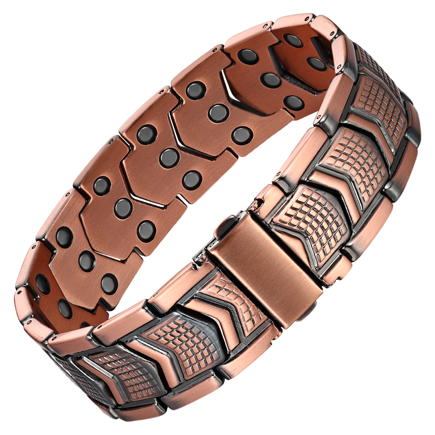 Pulsera de Cobre Magnético Estilo Armadura Táctica Premium triple protección