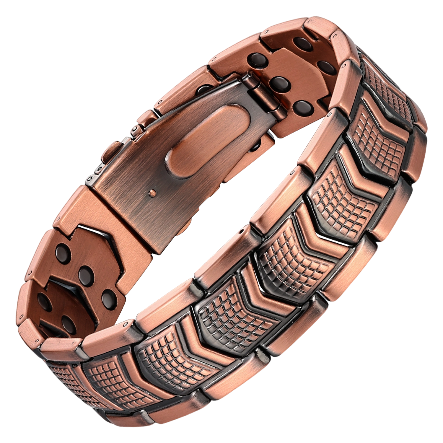 Pulsera de Cobre Magnético Estilo Armadura Táctica Premium triple protección