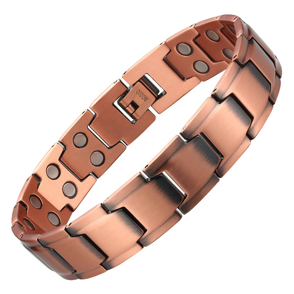 Pulsera Magnética de Cobre Diseño Trenzado Clásico doble protección