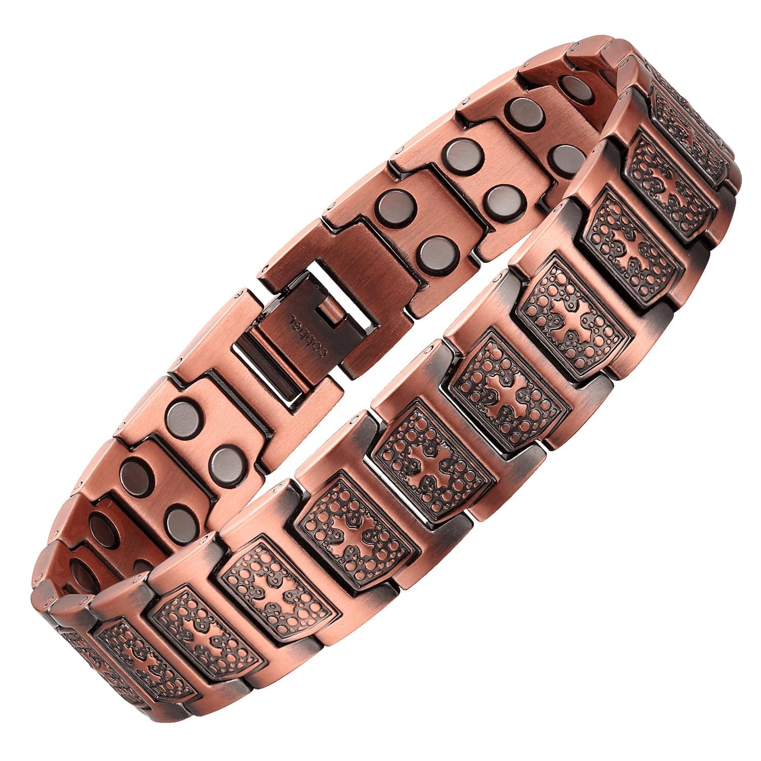 Pulsera de Cobre Magnético Estilo Heráldico Premium doble protección