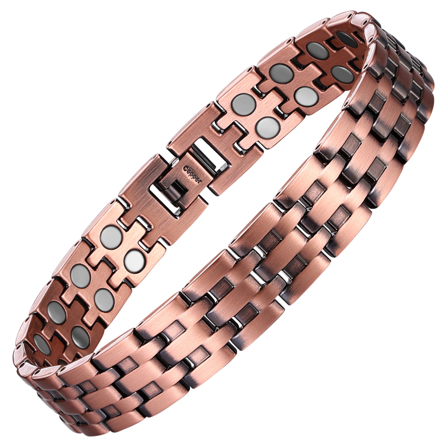 Pulsera de Cobre Magnético Tejido Compacto Premium doble protección