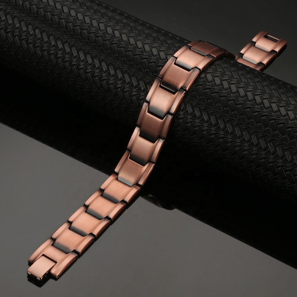 Pulsera Magnética de Cobre Diseño Trenzado Clásico doble protección